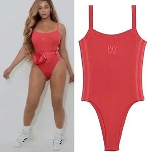 Adidas Women's Ivy Park Real Coral  Knit Tank Bodysuit Size Large GR1487